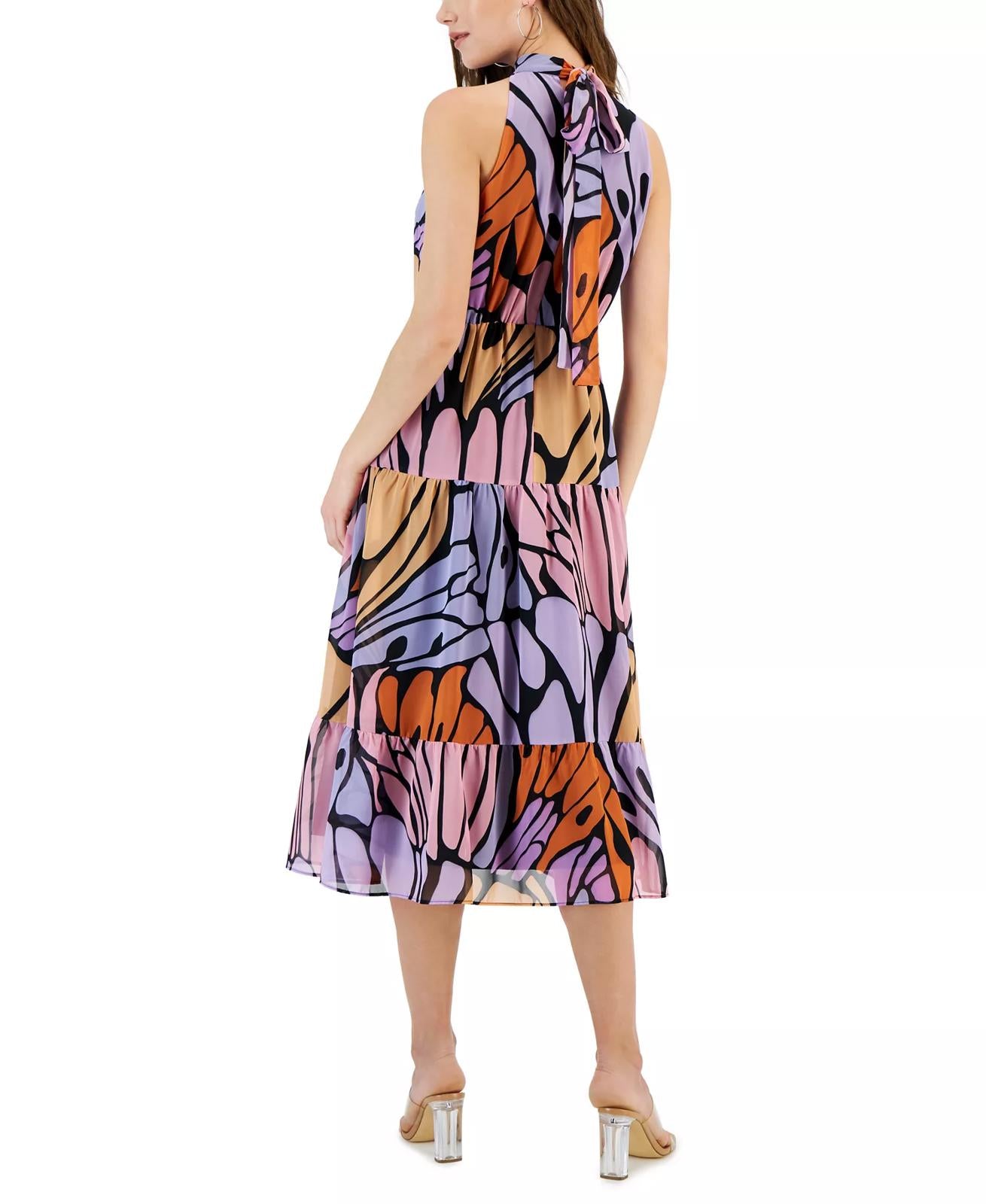NWT Sam Edelman Women's Butterfly High-Neck Tie-Back Midi Dress Size 4