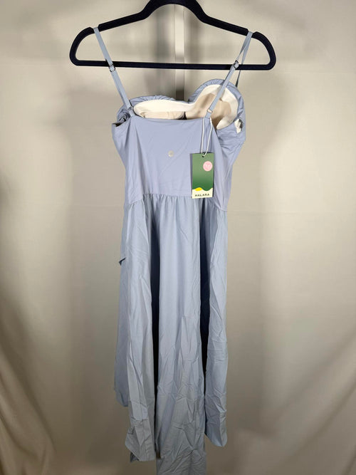 NWT Halara Breezeful High Low 2-Piece Pocket Flowy Midi Casual Dress Ice Blue M
