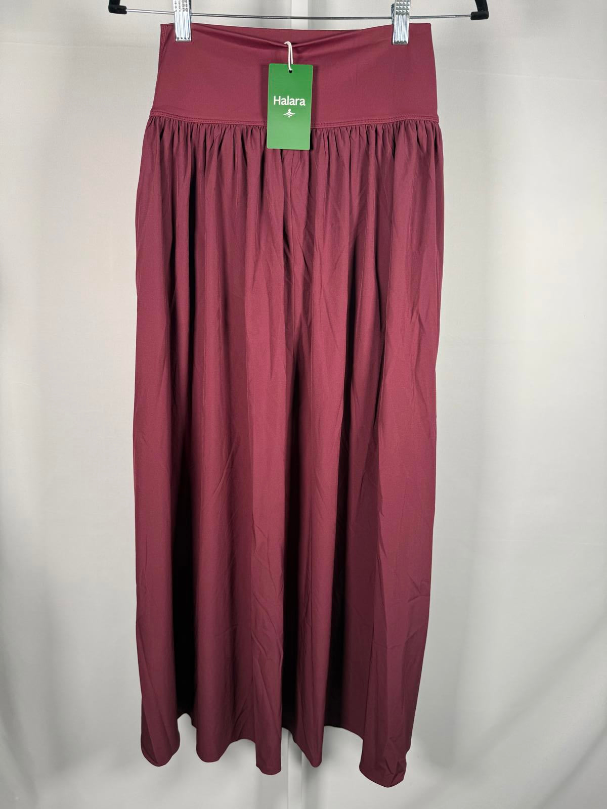 NWT Halara Breezeful High Waisted Split 2-in-1 Flowy Maxi Skirt Amaranth S