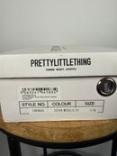 NIB Pretty Little Thing Silver Metallic Thick Strap Block Heeled Sandals Size 5