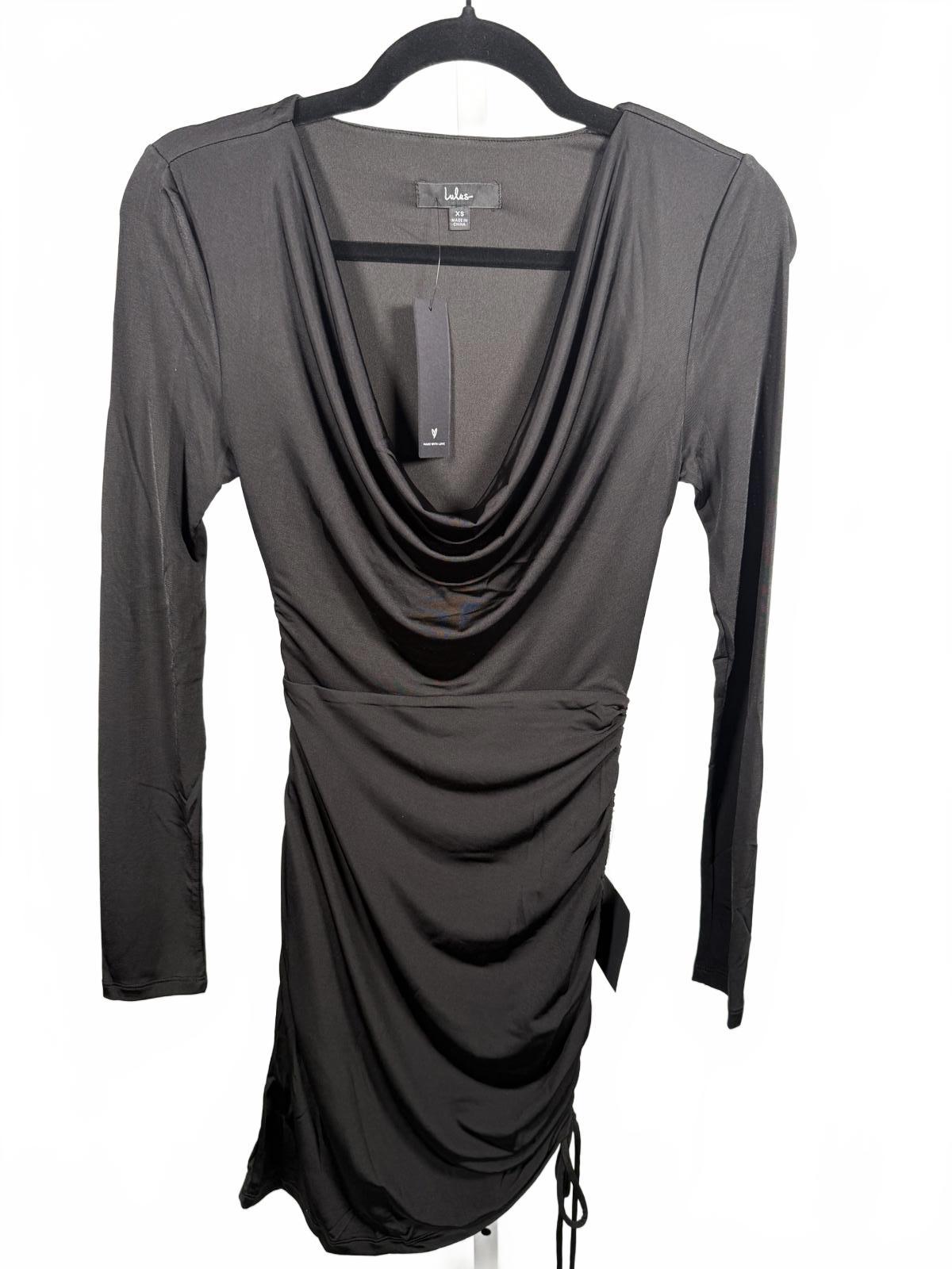 Lulus Serious Stunner Black Ruched Long Sleeve Mini Bodycon Dress - XS