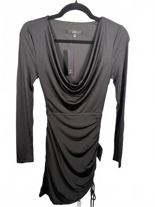 Lulus Serious Stunner Black Ruched Long Sleeve Mini Bodycon Dress - XS