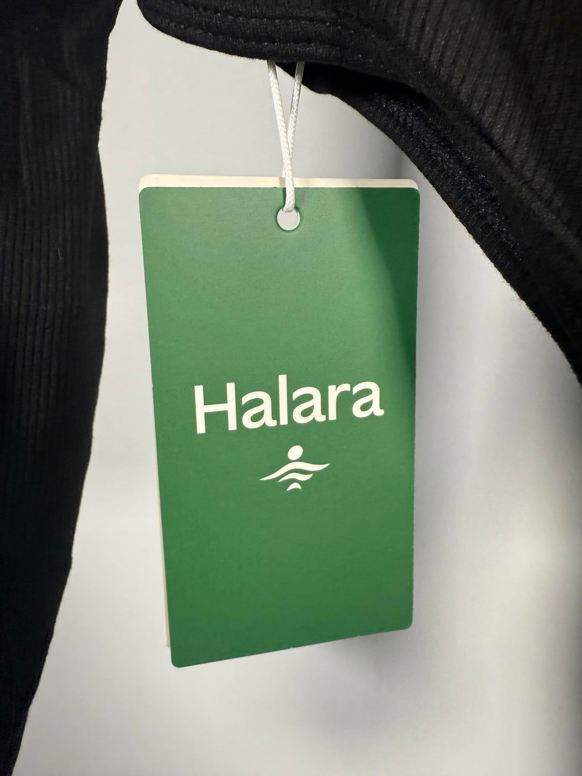 NWT Halara Ribbed Knit Square Neck Long Sleeve Skinny Casual Bodysuit Black L