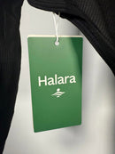 NWT Halara Ribbed Knit Square Neck Long Sleeve Skinny Casual Bodysuit Black L