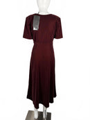 The Kooples Velvet Short Sleeve Midi Dress - Burgundy (French Size 0)
