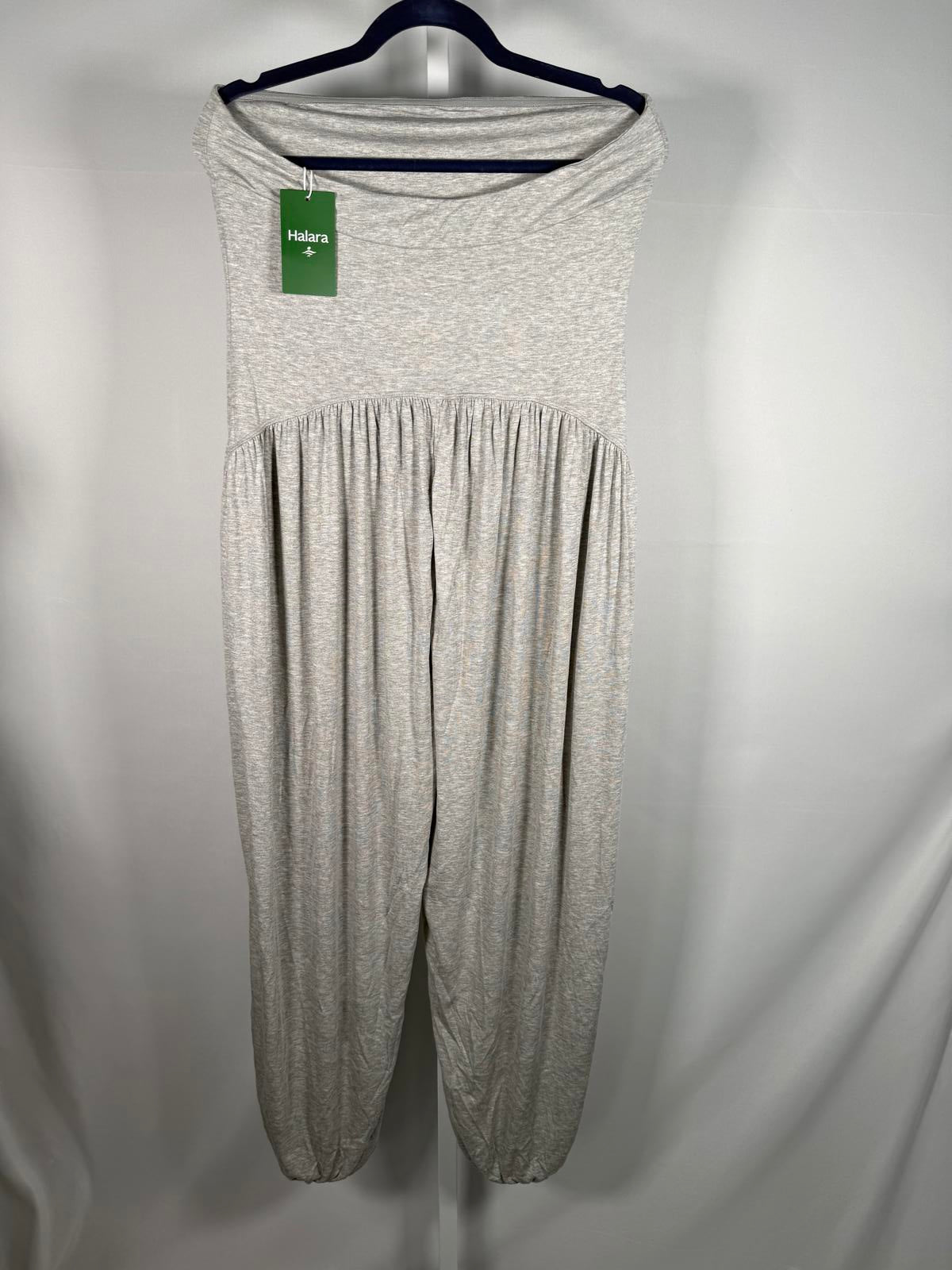 NWT Halara Ribbed Tube Backless Side Pocket Casual Jumpsuit Fog Gray Size L