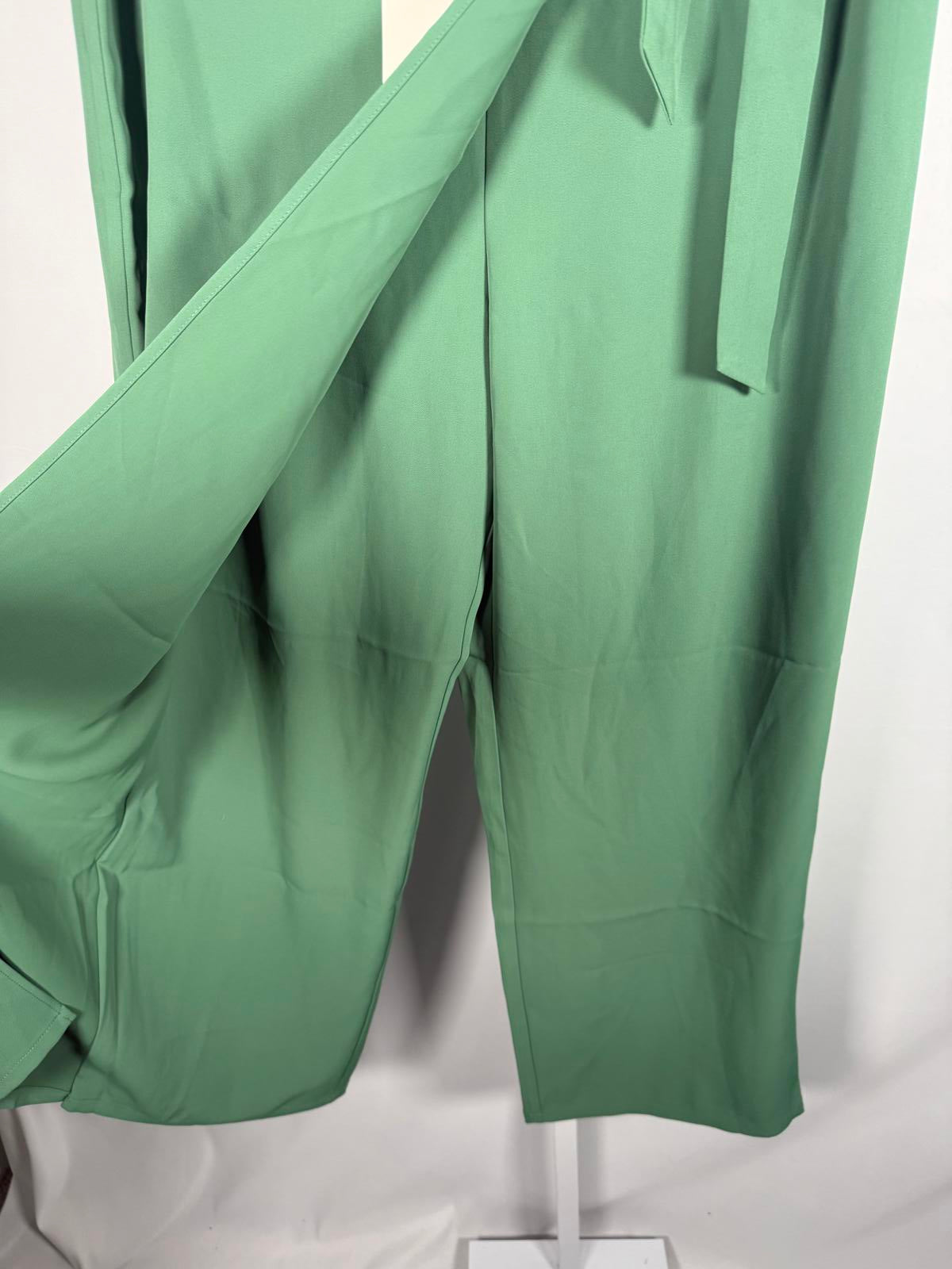 NWT Halara High Waisted Tie Side Wide Leg Work Pants Hills Green L