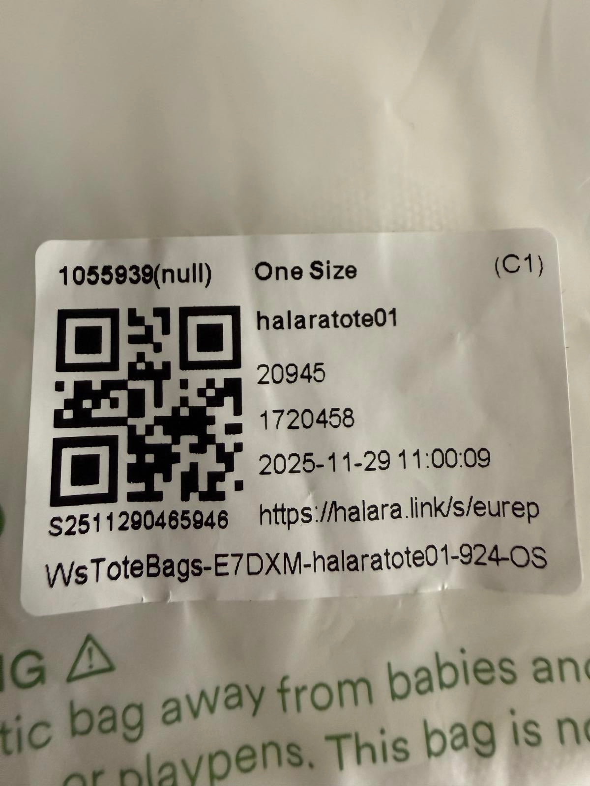 NWT Halara Letter Print Casual Canvas Tote Bag