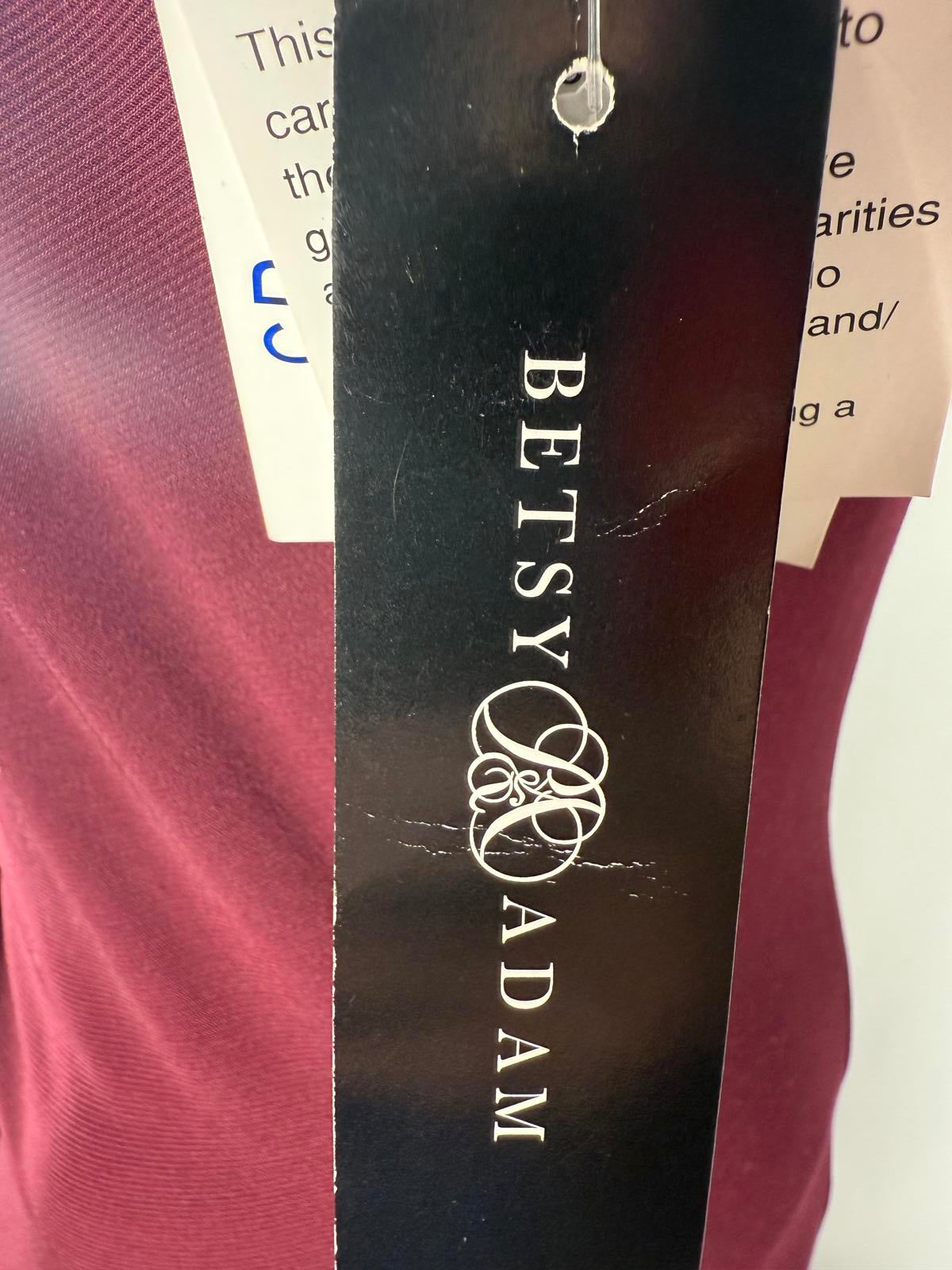 Betsy & Adam Women's Red Asymmetric Ruched Gown Dress Size 8