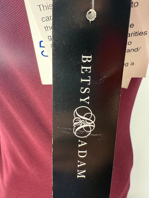 Betsy & Adam Women's Red Asymmetric Ruched Gown Dress Size 8