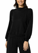 NWT Democracy Women’s Black Blouson Sleeve Knit Mock Neck Top Pullover Size M
