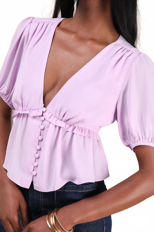 Lulus Irresistible Charisma Lavender Peplum Crop Top - L NWT