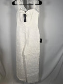 NWT Lulus Extraordinary Charm White Floral Burnout Tie-Strap Jumpsuit Size S
