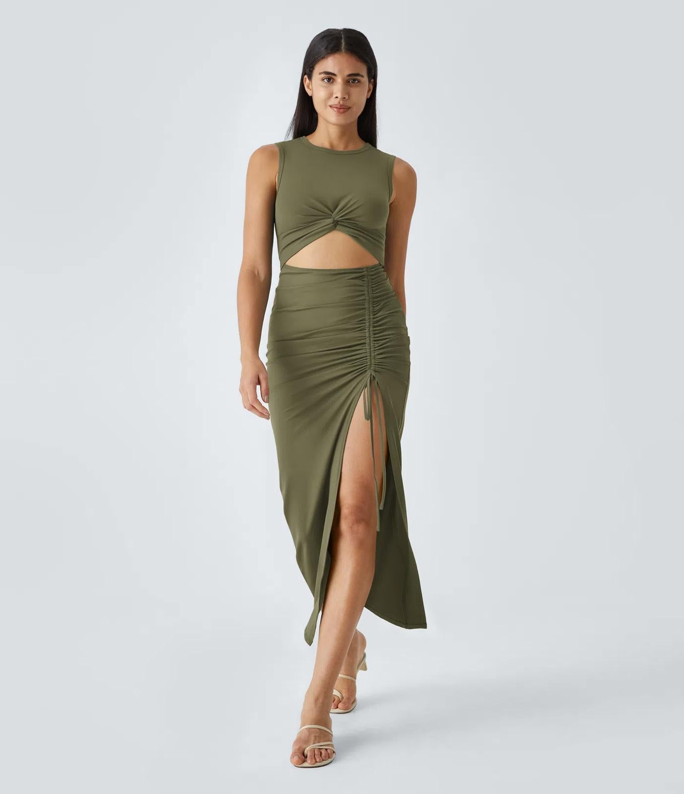 NWT Halara Capulet Midi Dress in Capulet Olive - Size Large