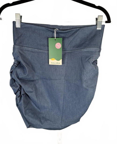 NWT Halara Flex High Waist Bodycon Denim Mini Ruched Casual Skirt Washed Denim-M