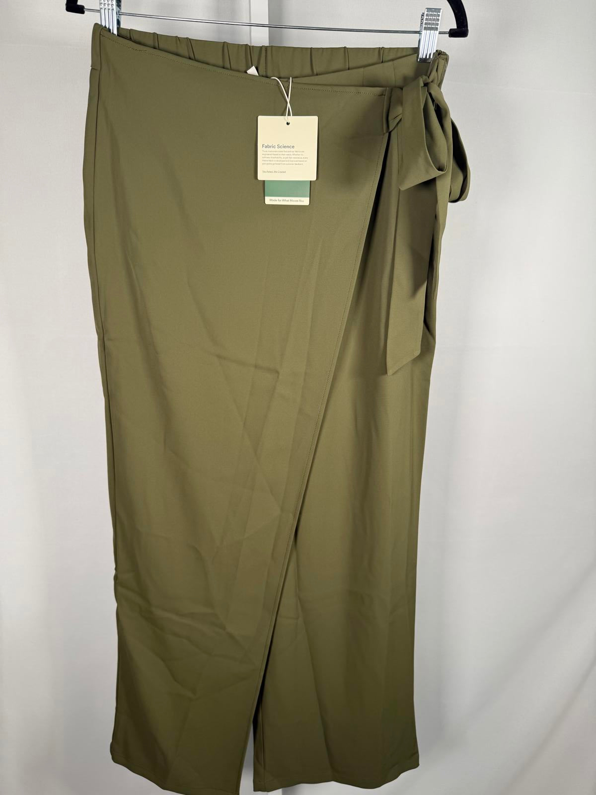 NWT Halara High Waisted Tie Side Wide Leg Work Pants Burnt Olive Size Large
