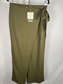NWT Halara High Waisted Tie Side Wide Leg Work Pants Burnt Olive Size Large