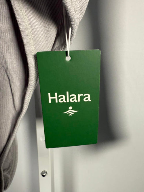 NWT Halara Ribbed Square Neck Long Sleeve Skinny Casual Bodysuit Glacier Gray M