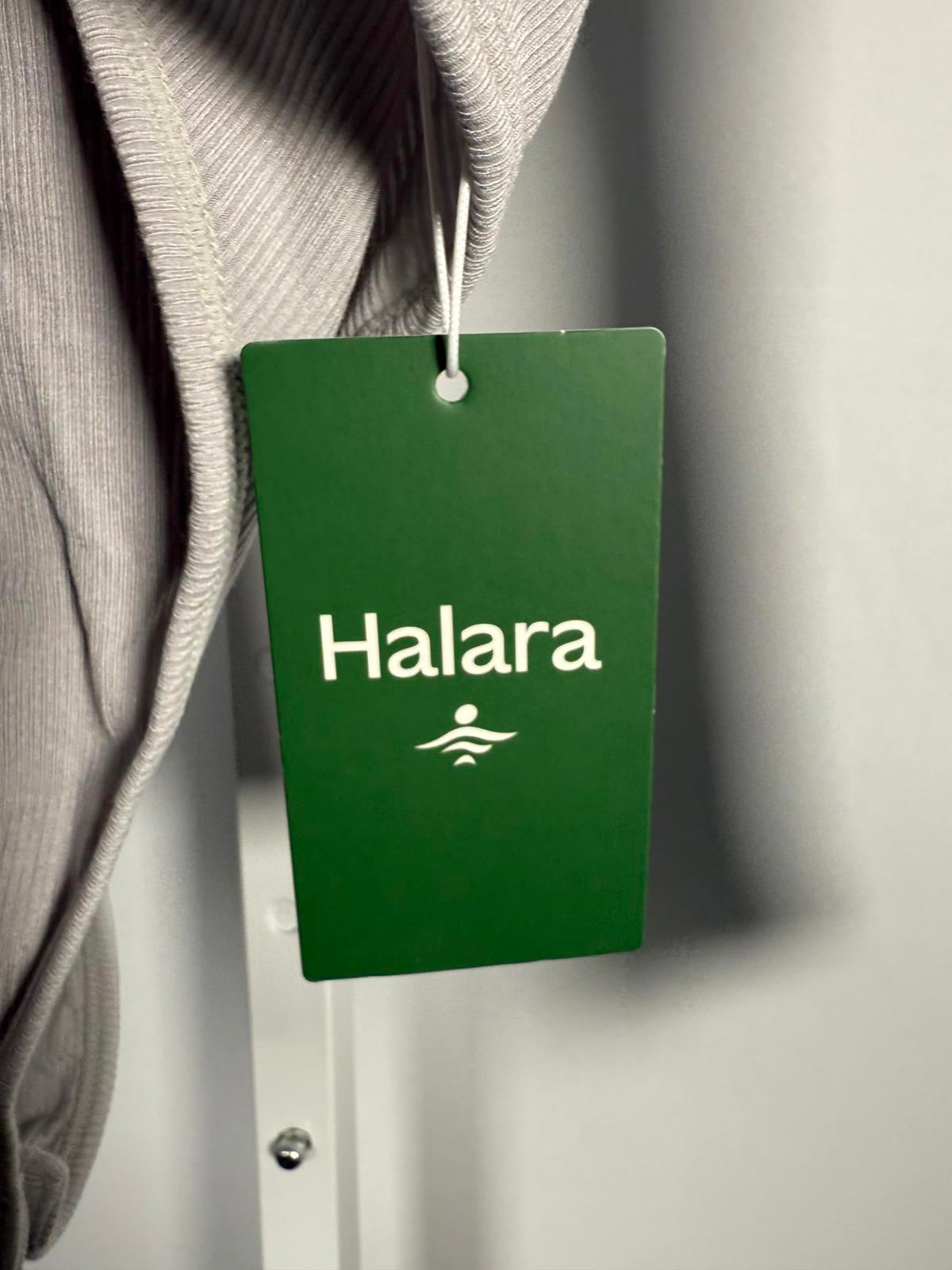 NWT Halara Ribbed Square Neck Long Sleeve Skinny Casual Bodysuit Glacier Gray, M