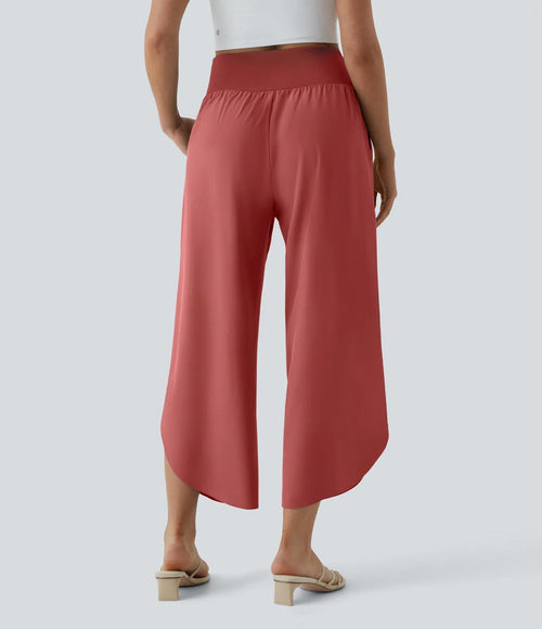 NWT Halara Breezeful High Waisted Side Pocket Split Resort Pants Kapok Red M