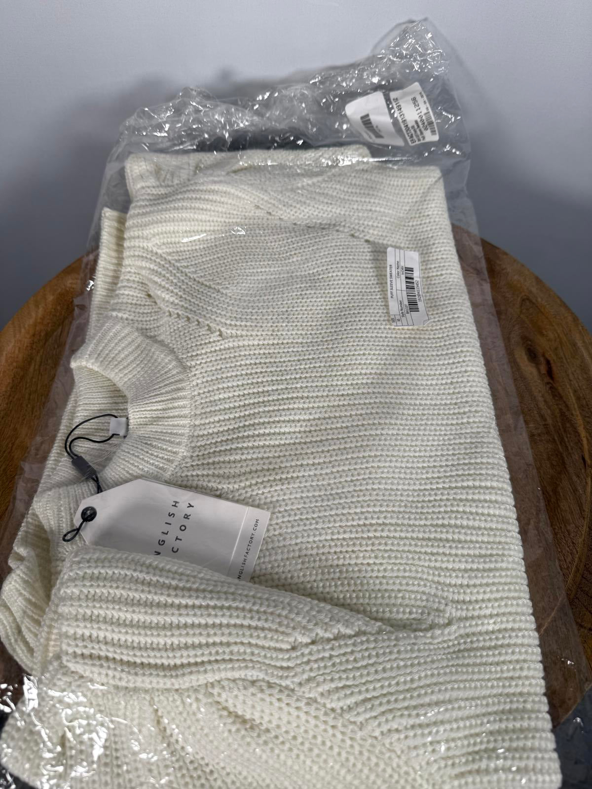 NWT English factory Puff Sleeve Sweater Ivory Size XS