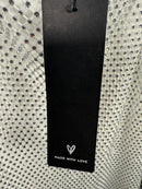 Lulus Memorable Glow White Fishnet Rhinestone Bodycon Midi Dress - S NWT