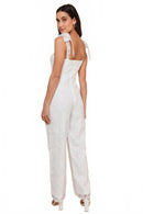 NWT Lulus Extraordinary Charm White Floral Burnout Tie-Strap Jumpsuit Size S