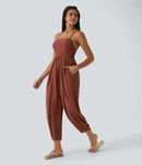 NWT Spaghetti Strap Lace Up Pocket Jumpsuit Size M, Tall