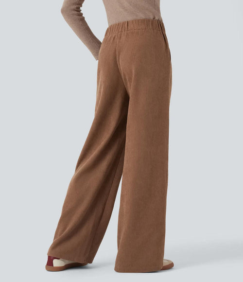 NWT Halara High Waisted Corduroy Casual Pants Cocoa Brown Size Large Tall