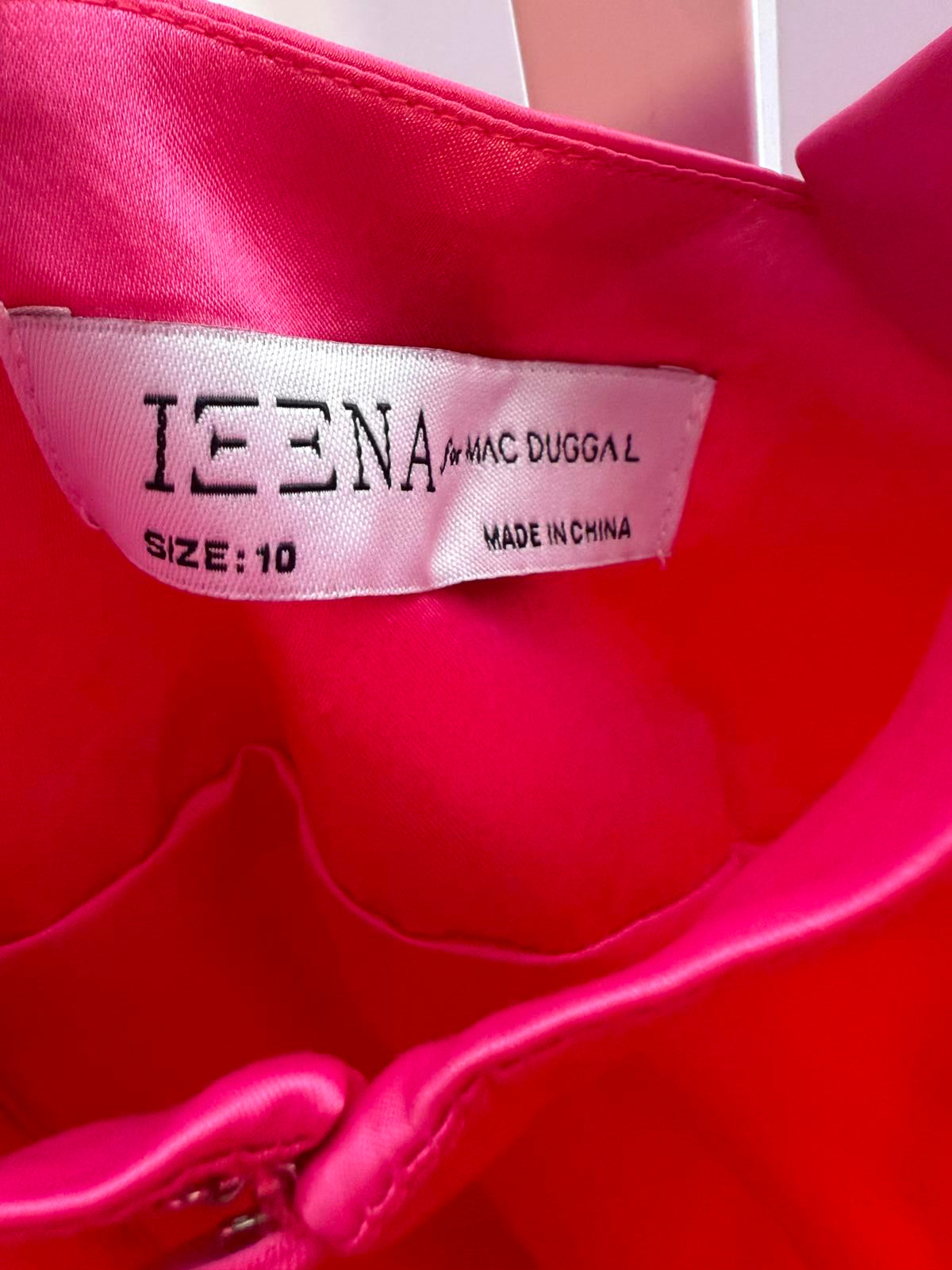 NWT Leena 2 for Mac Duggal 49616 Fuchsia Bow Front Bubble Hem Mini Dress Size 10