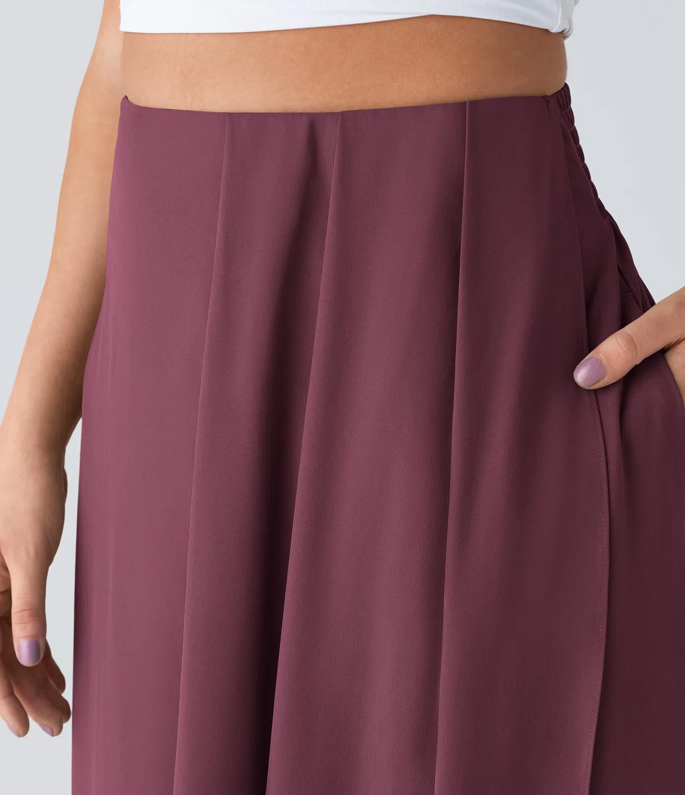 NWT Halara Breezeful™ High Waisted Pocket Flowy Quick Dry Maxi Skirt Amaramth L