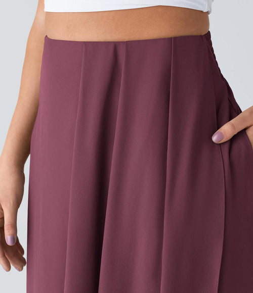 NWT Halara Breezeful™ High Waisted Pocket Flowy Quick Dry Maxi Skirt Amaramth L