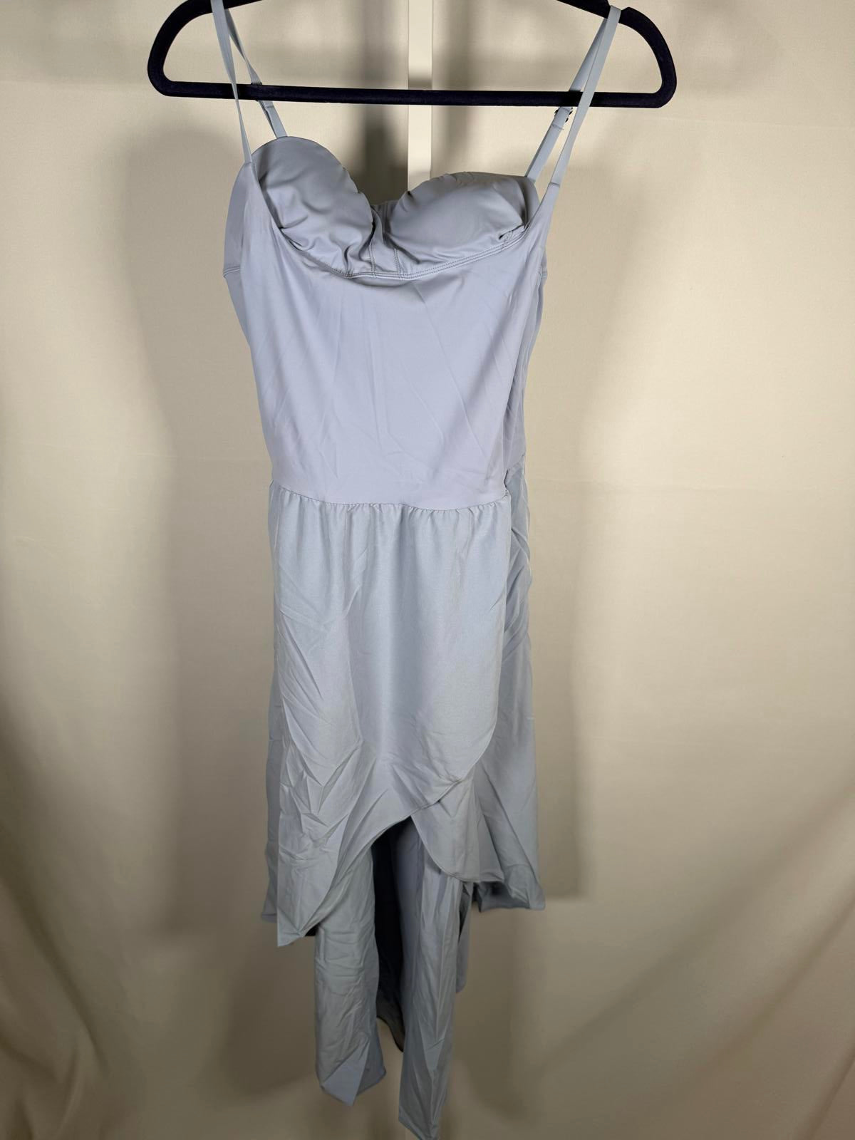 NWT Halara Breezeful High Low 2-Piece Pocket Flowy Midi Casual Dress Ice Blue M