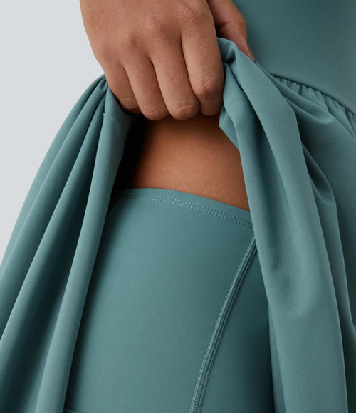 NWT Halara Breezeful High Low 2-Piece Pocket Flowy Casual Dress Stone Blue XS