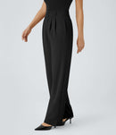 NWT Halara High Waisted Pocket Shirred Straight Leg Work Pant Black Size XL Tall