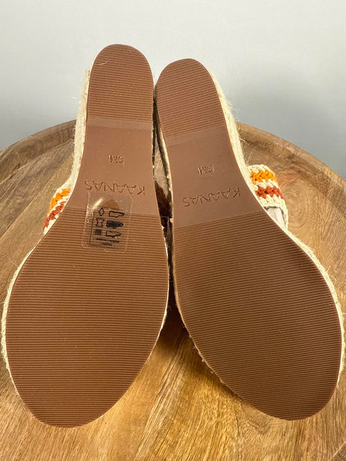 Kaanas Malik Handwoven Wavy Crochet Wedge Sandals - 9 NWT