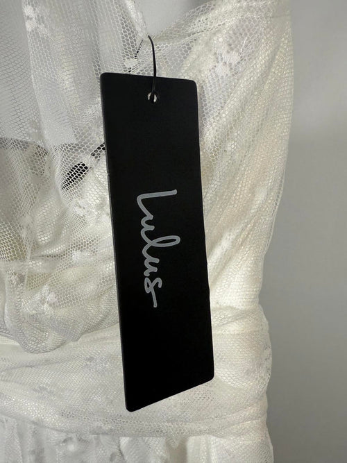 Lulus Positively Precious White Floral Mesh Tiered Halter Midi Dress Size S