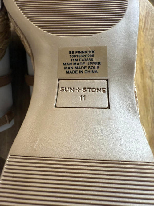 SUN STONE Women's Finnickk Strappy Espadrille Wedge Sandals Nude Size 11 NWB