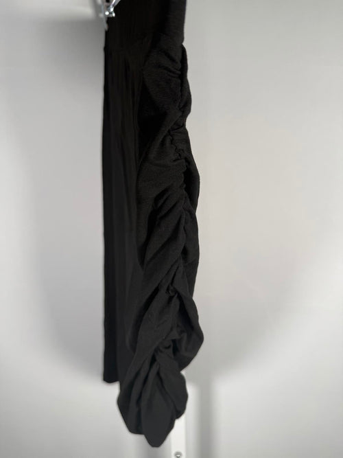 NWTHalara Mid Rise Ruched Asymmetric Hem Bodycon Mini Casual Skirt Black XL