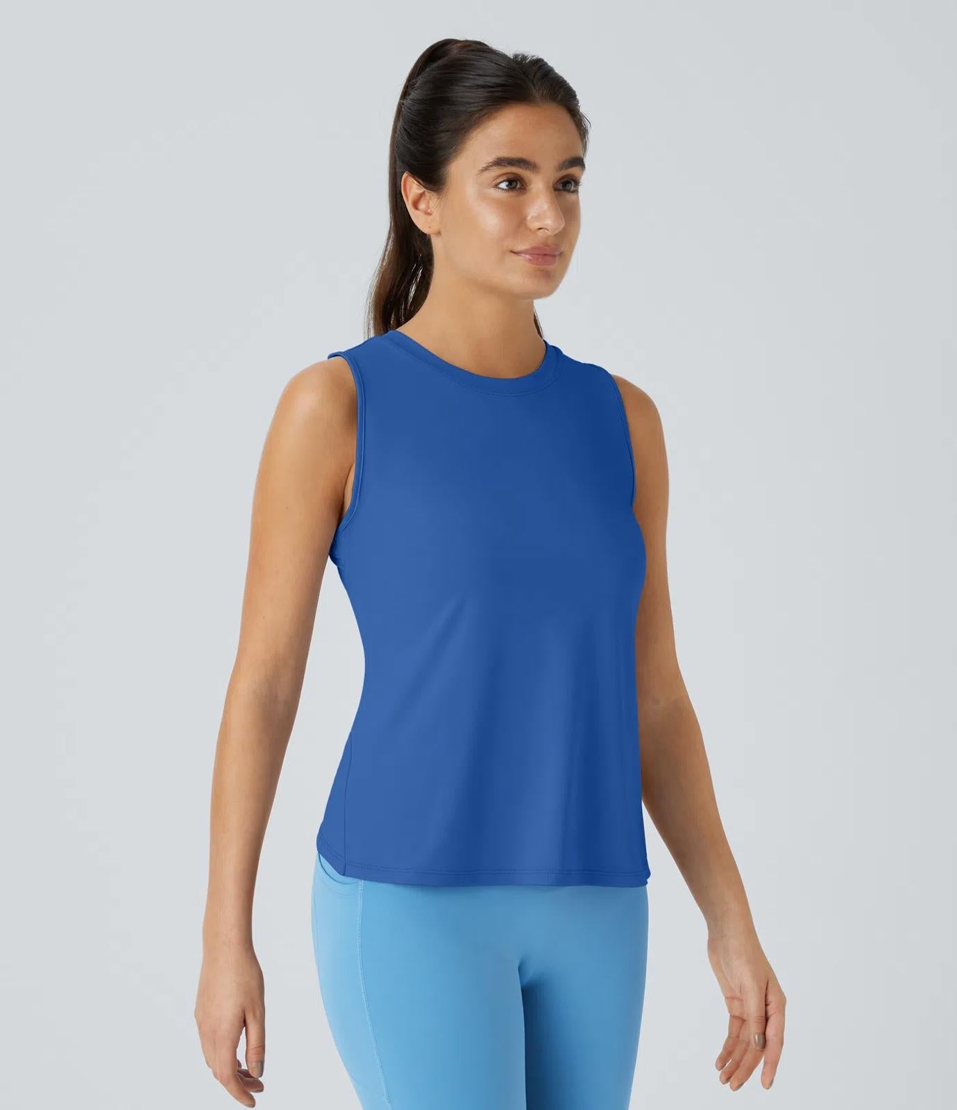 NWT Halara Cut Out Crossover Hem Solid Yoga Tank Top Size Large