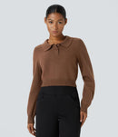 NWT Halara Front Long Sleeve Casual Sweater Sorrel Horse Size Small