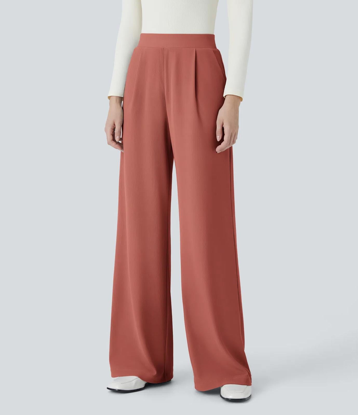 NWT Halara Flex High Waist Body Sculpt Waist-Slimming Work Pants Etruscan Red S