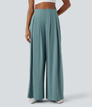 NWT Halara Breezeful Blue High Waist Shirred Flowy Palazzo Pants Size Large