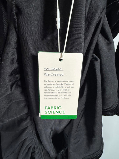 NWT Halara Deep V Neck Long Sleeve Ruffled Hem Velvet Mini Chill Dress Black Large