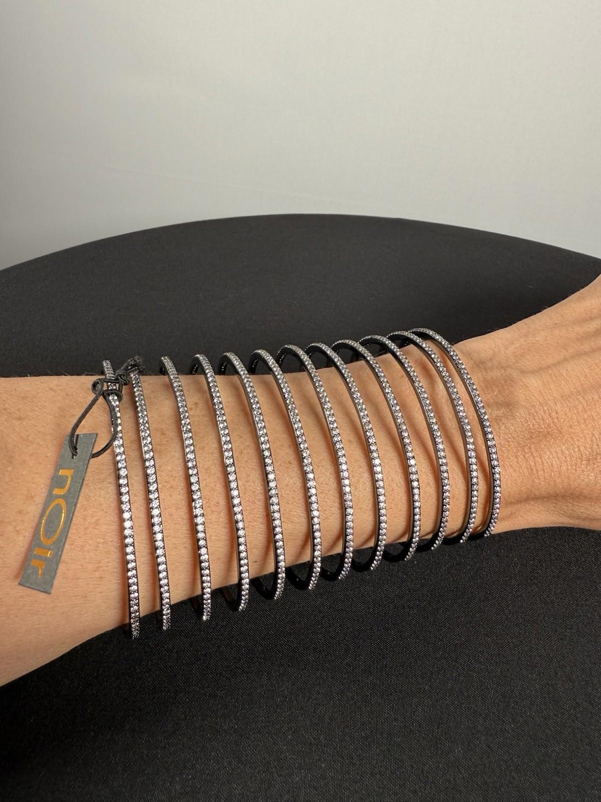 nOir Vexa Cage Cuff Bracelet parallel cage, cuff clear CZ in gunmetal plating