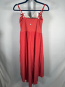 NWT Halara Breezeful High Low 2-Piece Pocket Midi Casual Dress Kapok Red L