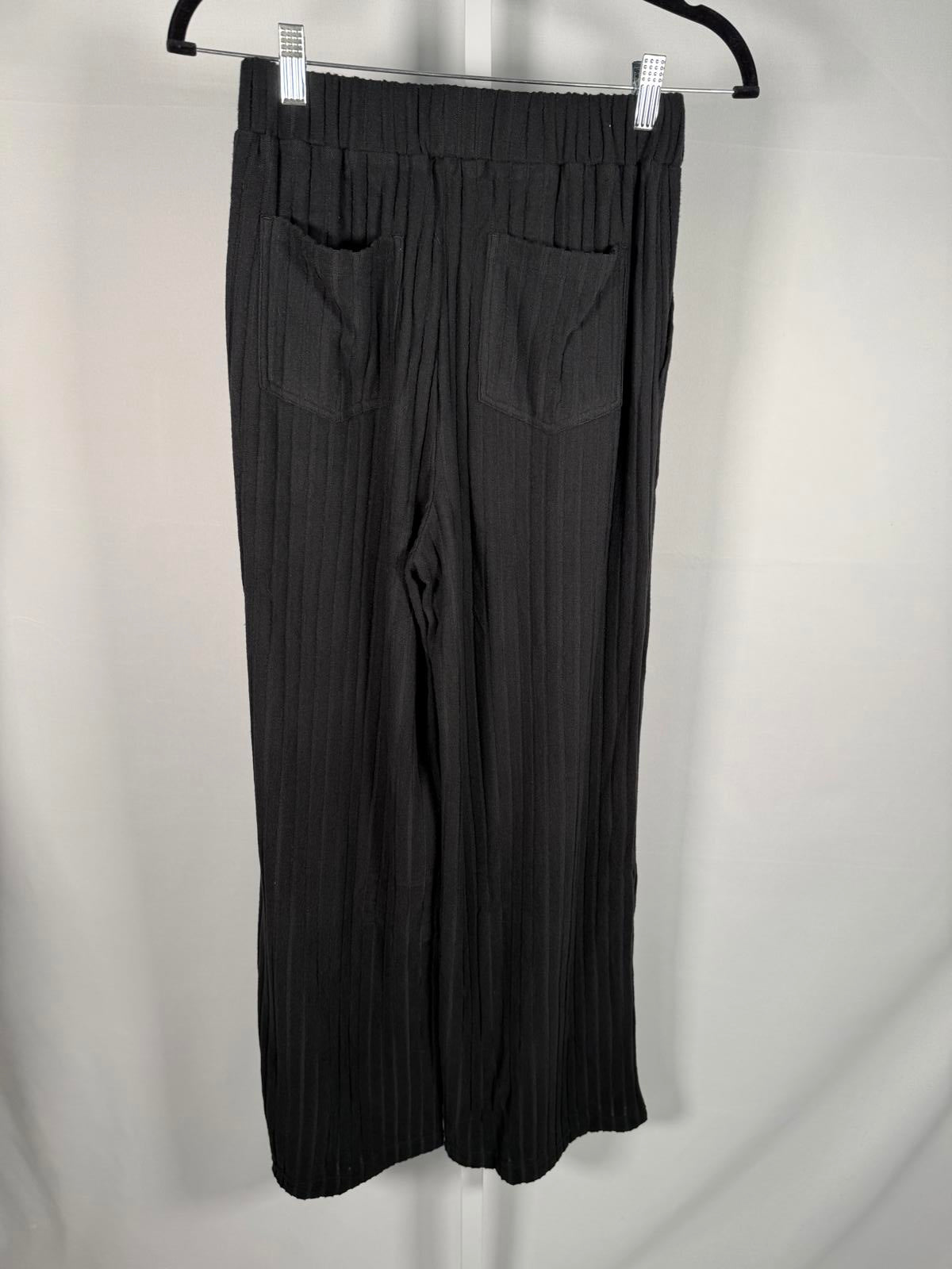 NWT Halara Ribbed Knit High Waisted Pockets Wide Leg Casual Pants Size Small