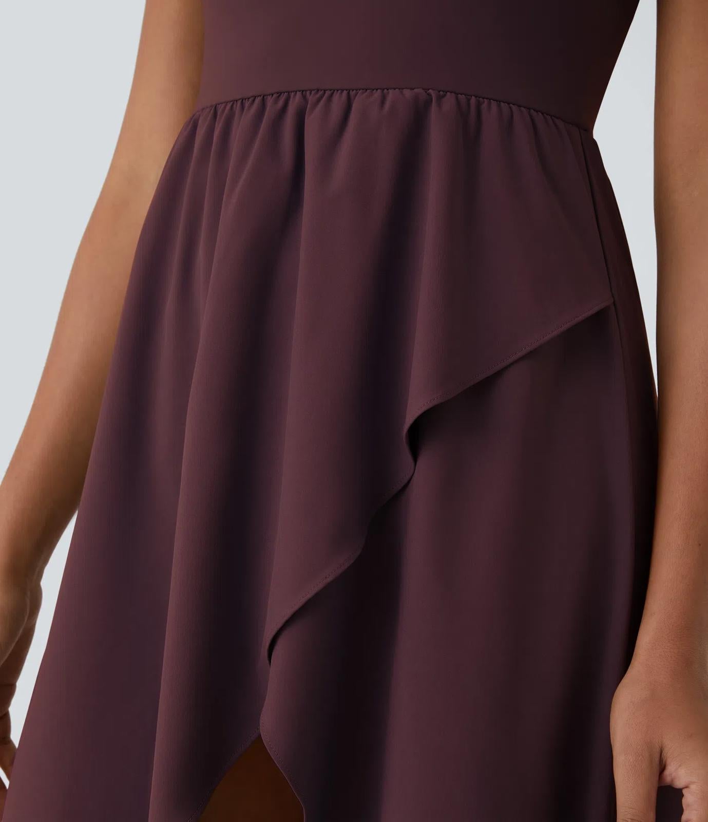 NWT Halara Breezeful High Low 2 Piece Pocket Flowy Midi Casual Dress Amaranth -M