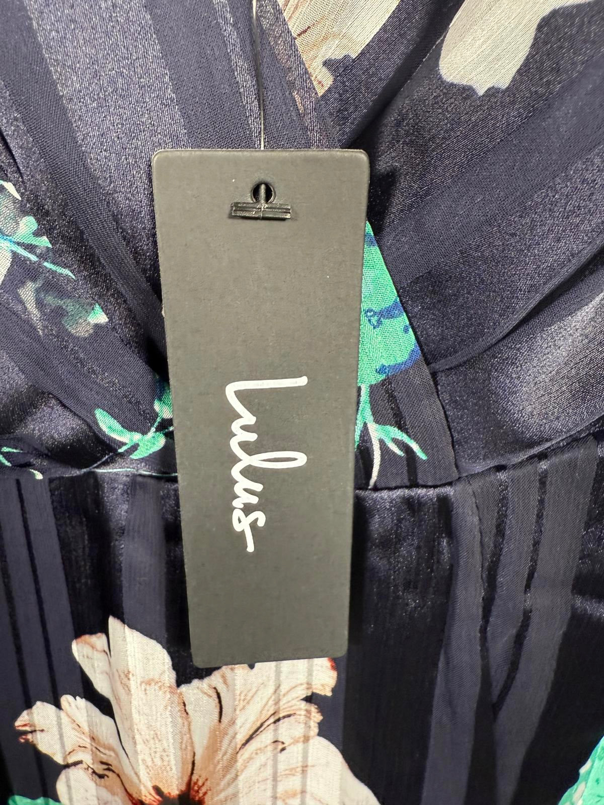 Lulus All About Love Navy Blue Floral Print Midi Dress - XS NWT