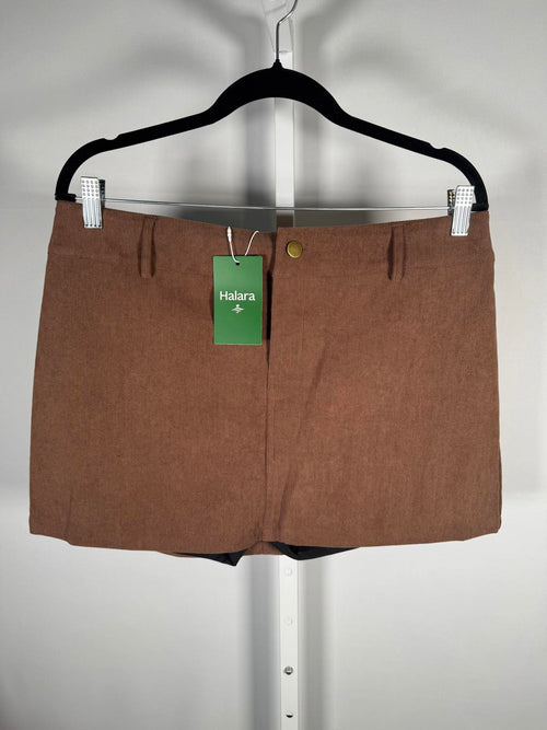 NWT Halara Mid Low Rise 2-in-1 A Line Mini Casual Corduroy Skirt Camelia Brown L